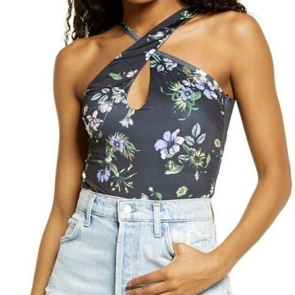 AFRM Sleeveless Bodysuit Celyn Sleeveless Spring Noir Bouquet Size Medium NEW - Picture 3 of 10